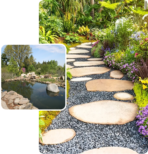 Garden path with stone steps